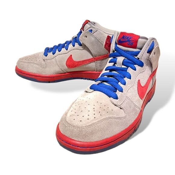 Nike SB Dunk High Medium Grey Varsity Red Old Royal - Picture 11 of 12